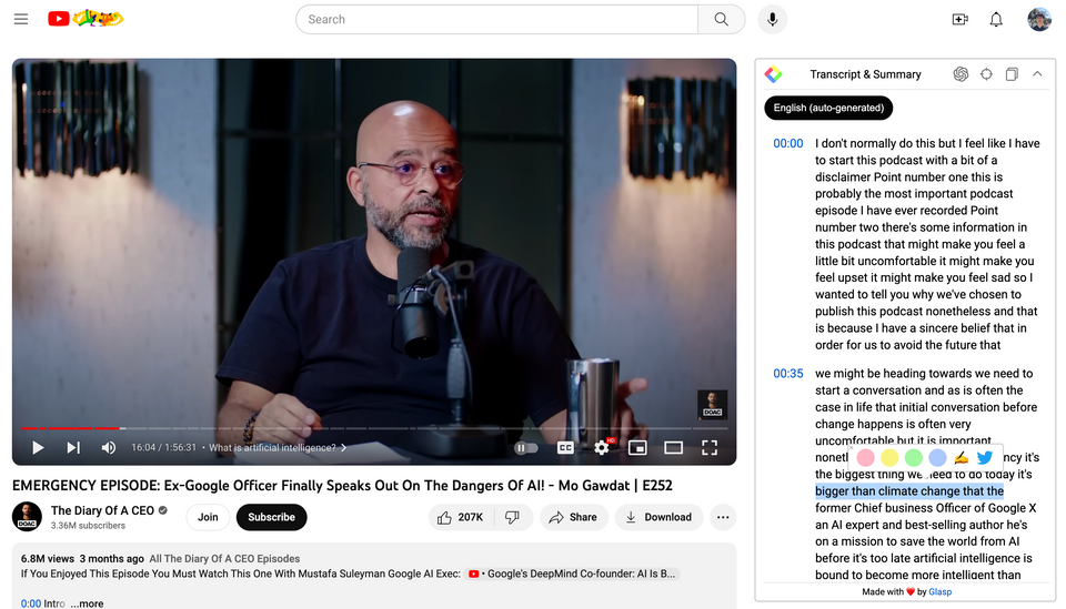 Ex-Google Officer Mo Gawdat - Artificial Intelligence: The Looming Threat Beyond Climate Change: Summary and Q&A